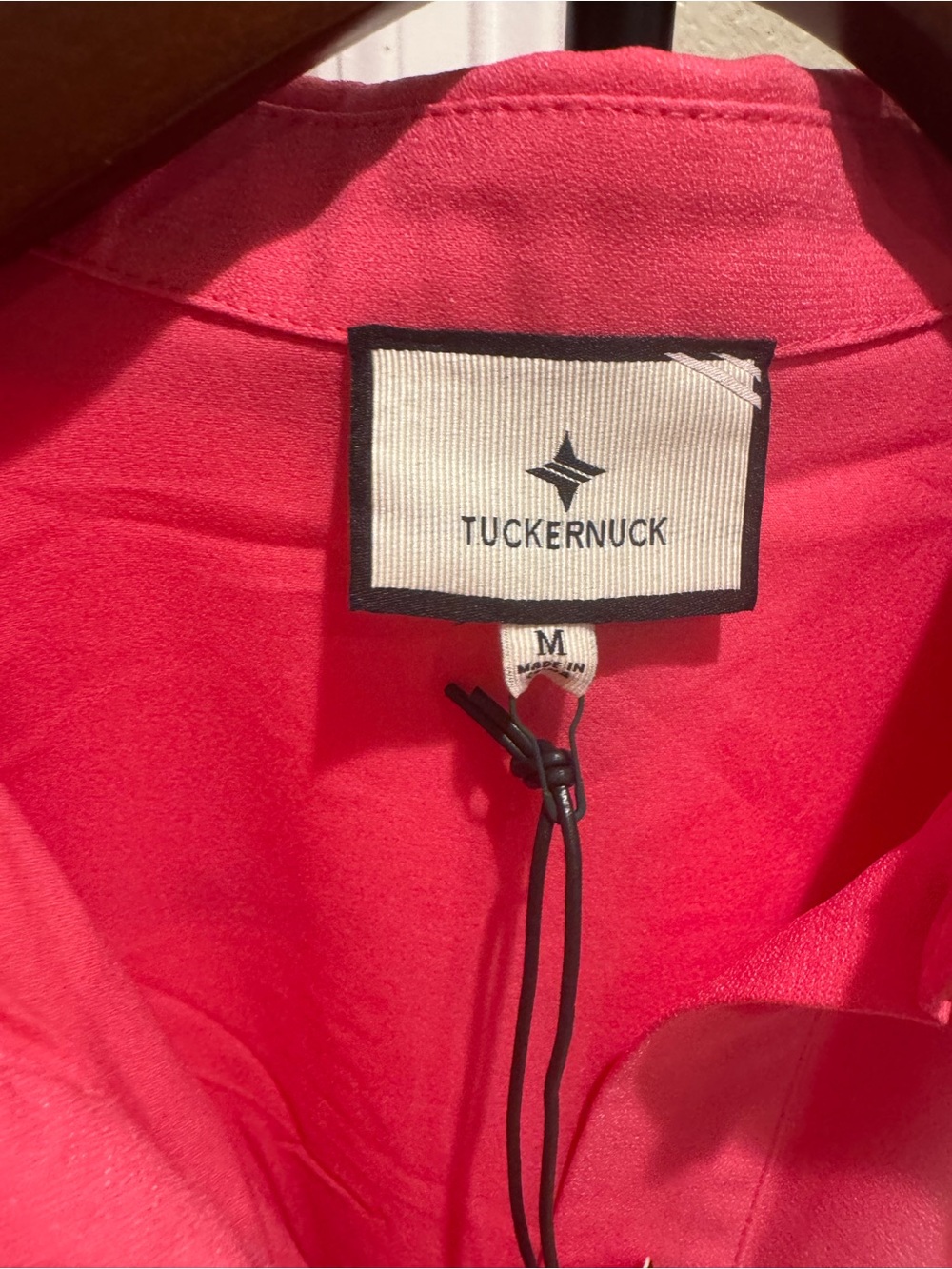 Tuckernuck Bright Pink Button-Front Ruffle Hem Tunic Shirt Dress Size M NWT - Picture 4 of 9